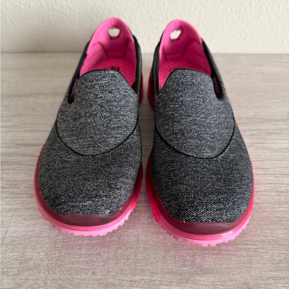 Skechers Women’s Go Flex Walk Slip-On Shoes Size 8 Grey/Black And Hot Pink